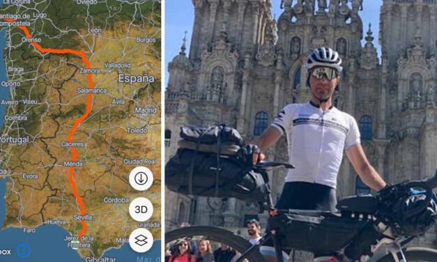 El portuense Carlos Molina completa el Camino de Santiago en bicicleta por la Vía de la Plata en una semana
