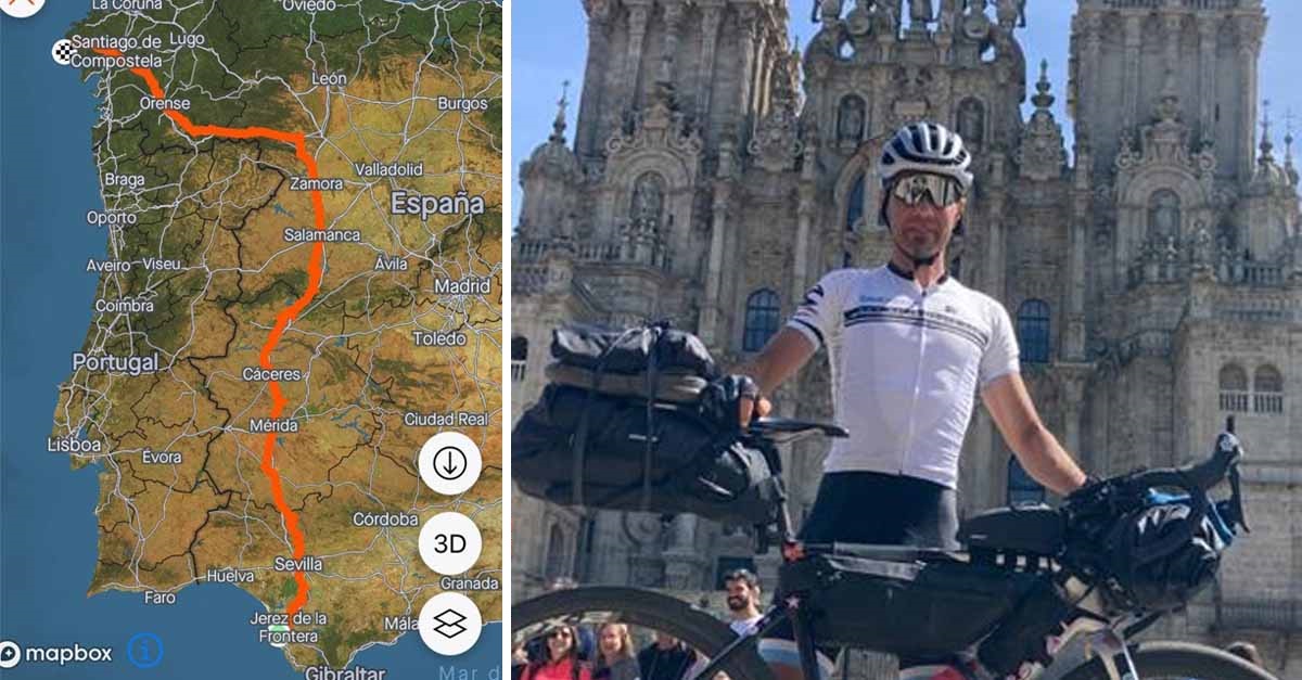 El portuense Carlos Molina completa el Camino de Santiago en bicicleta por la Vía de la Plata en una semana