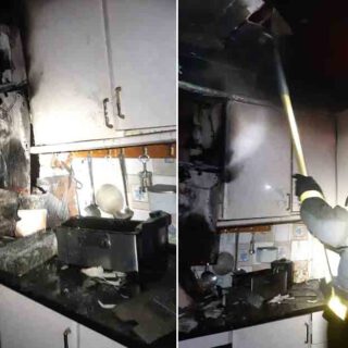 Bomberos extinguen un incendio en una vivienda en la barriada de Sudamérica