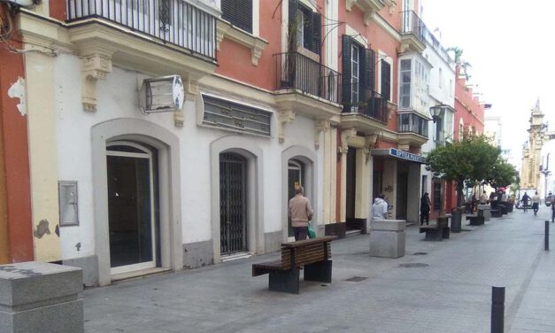 Instalados cubos de granito en la calle Vicario para dar seguridad a los peatones