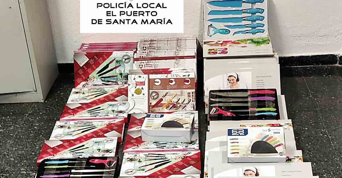 La Policía Local requisa más de cincuenta cajas con cuchillos en la Feria de El Puerto