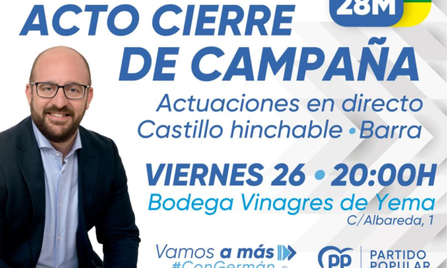 El PP celebra el cierre de campaña este viernes con una convivencia en la bodega Vinagres de Yema
