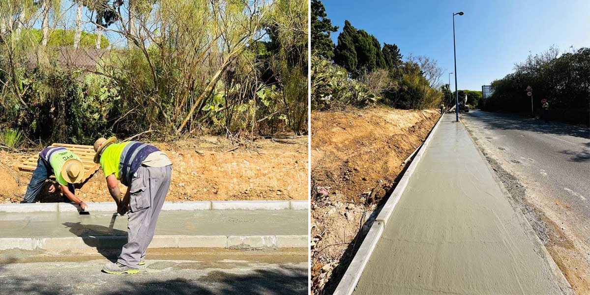 En construcción un tramo del acerado de la Avda. de La Libertad sentido Puerto Sherry