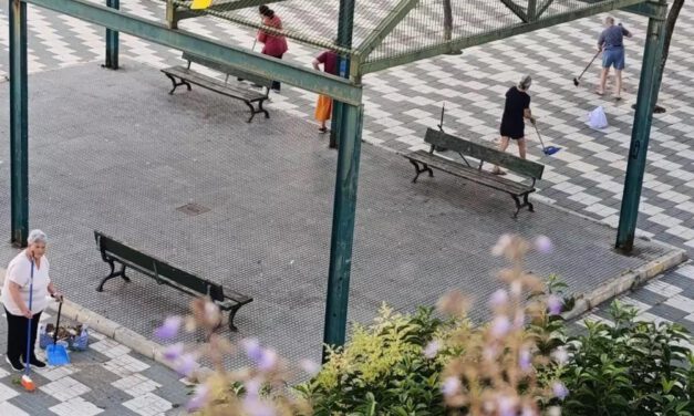 Vecinos de Malacara adecentan la plaza Dr. Agustín Fernández