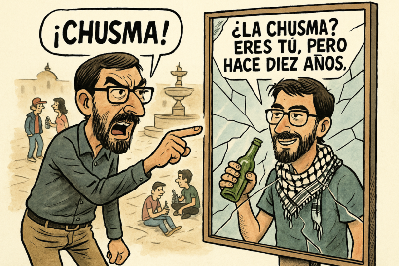 Viñeta sobre el espejo y la hipocresía generacional
