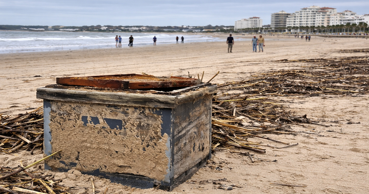 La crecida del Guadalete arrastra hasta la playa de Valdelagrana varias colmenas