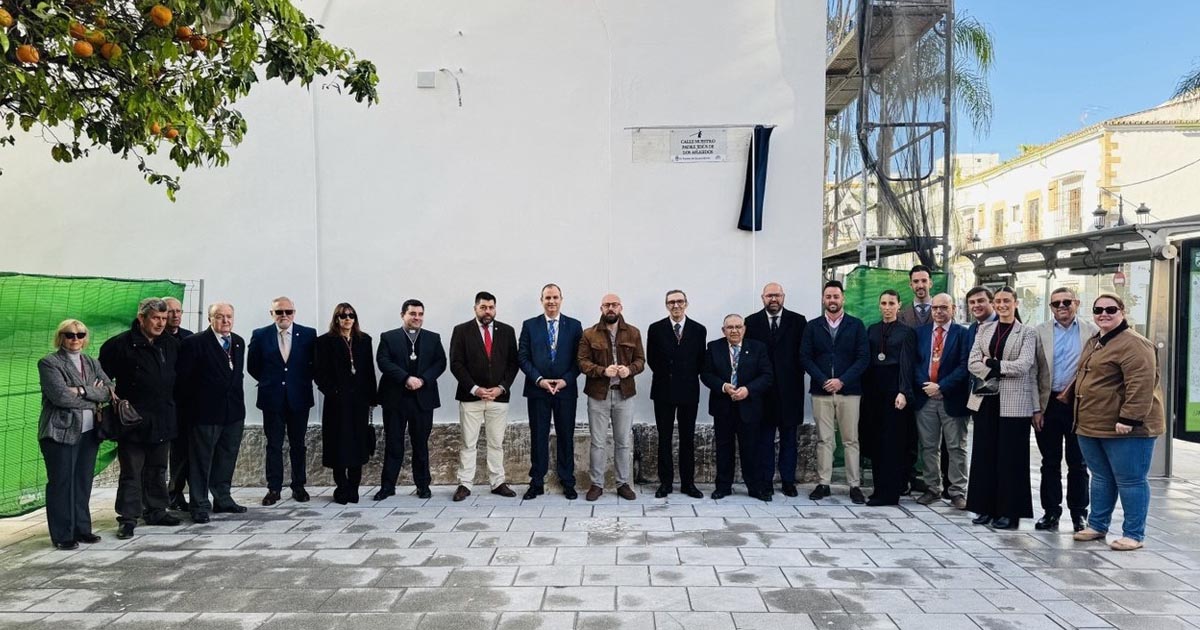 La calle Guadalete pasa a denominarse Calle Nuestro Padre Jesús de los Afligidos en pleno Lunes Santo