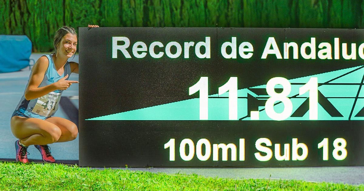 La portuense Lucía Vaca logra dos oros y bate el récord andaluz sub-18 de 100 metros