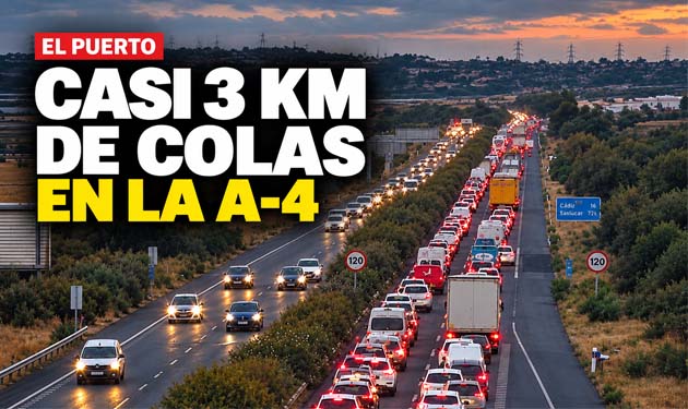 Un siniestro provoca casi tres kilómetros de retenciones en la A-4 en El Puerto
